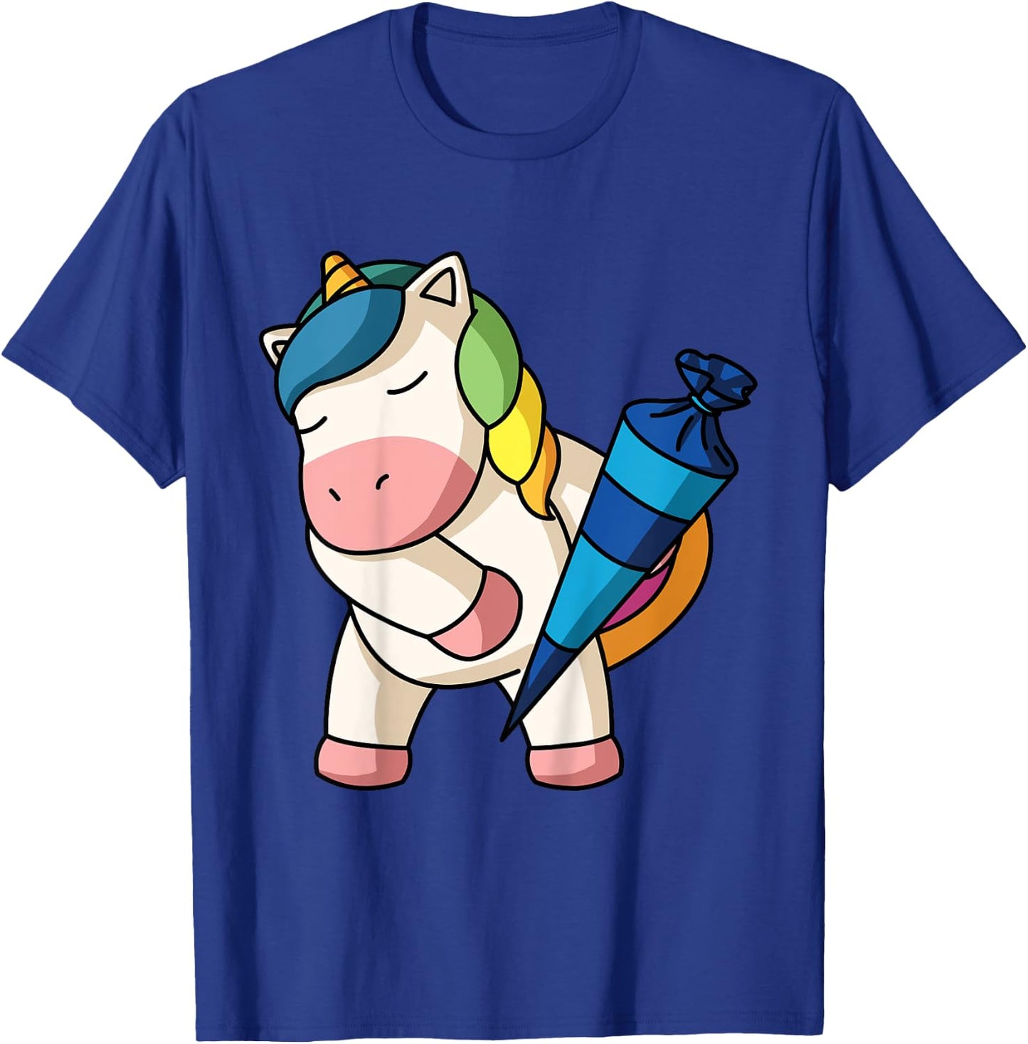 School Cone Unicorn Girls Large Small School Enrolment Girl T-Shirt - T-Shirt | Royal