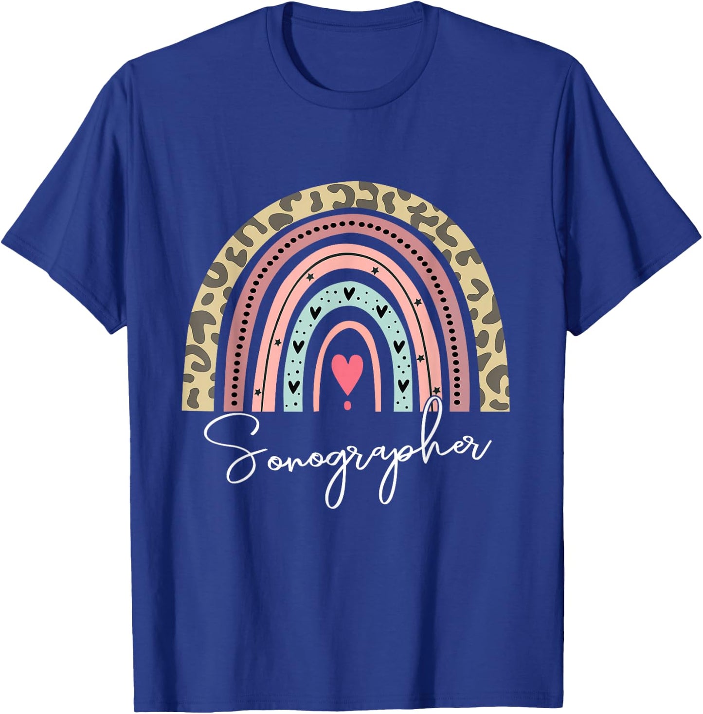 Sonographer Rainbow Sonography Ultrasound Tech Cardiac T-Shirt - T-Shirt | Royal