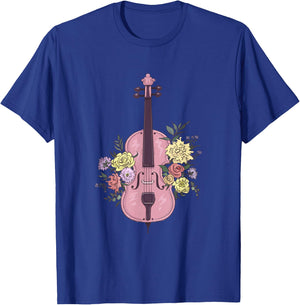 Vintage Fiddle With Flowers Accessory Floral Violin T-Shirt - T-Shirt | Royal