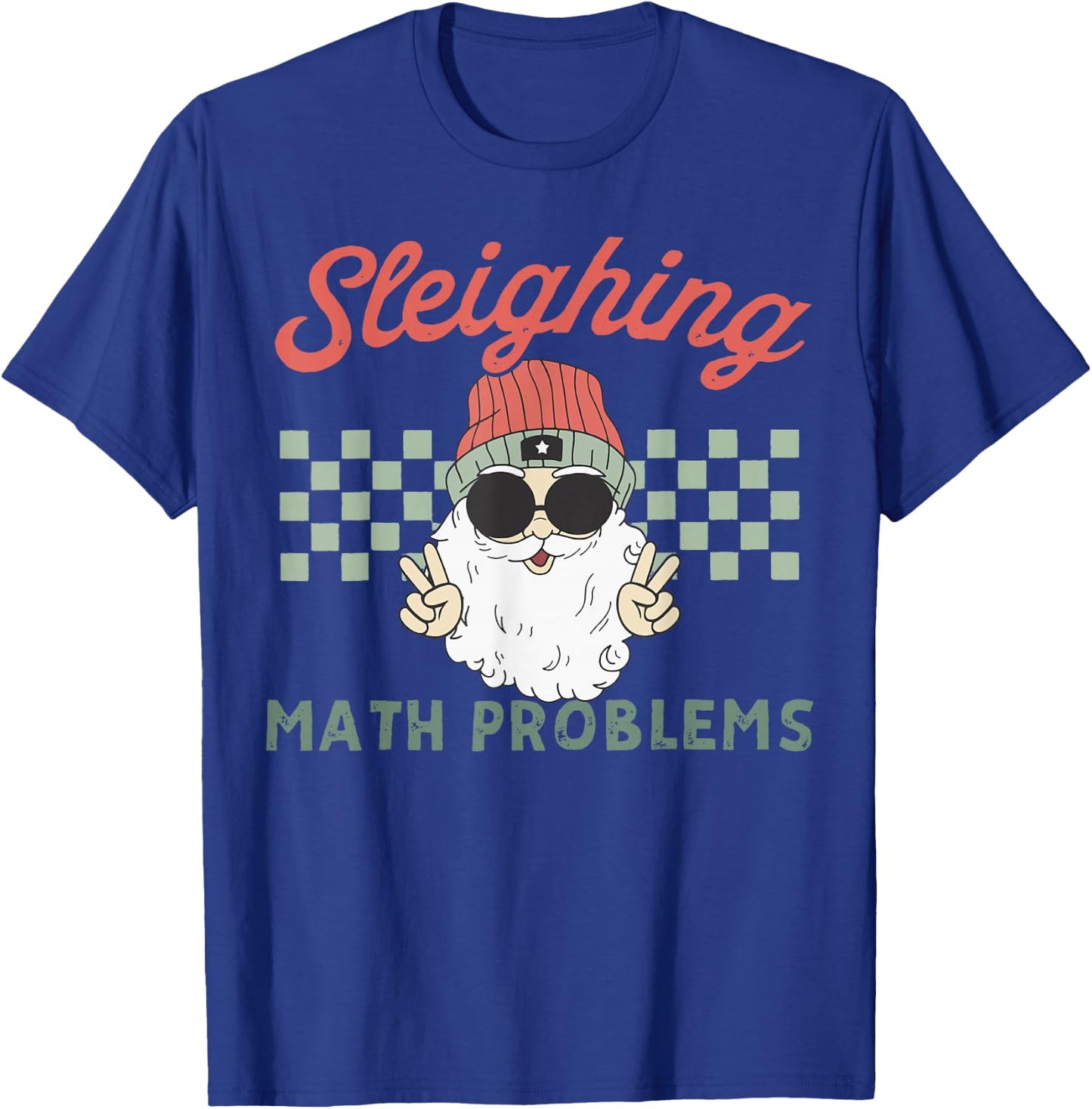 Retro Sleighing Math Problems Santa Math Teacher Christmas T-Shirt - T-Shirt | Royal