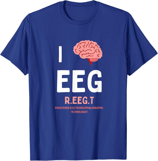 I love brain EEG R. EEG T. tech electroencephalogram waves T-Shirt - T-Shirt | Royal