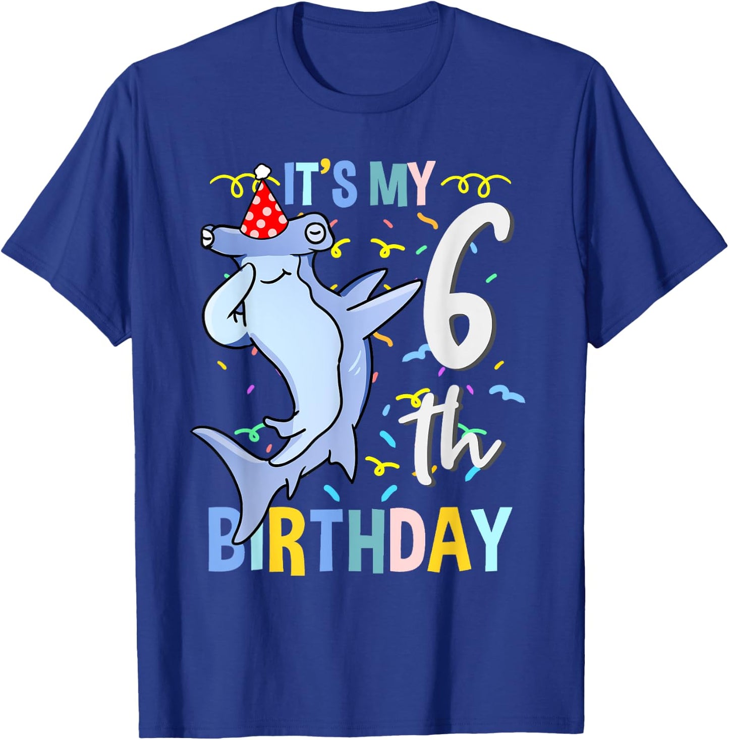 Its My 6th Birthday Dabbing Hammerhead Shark T-Shirt - T-Shirt | Royal