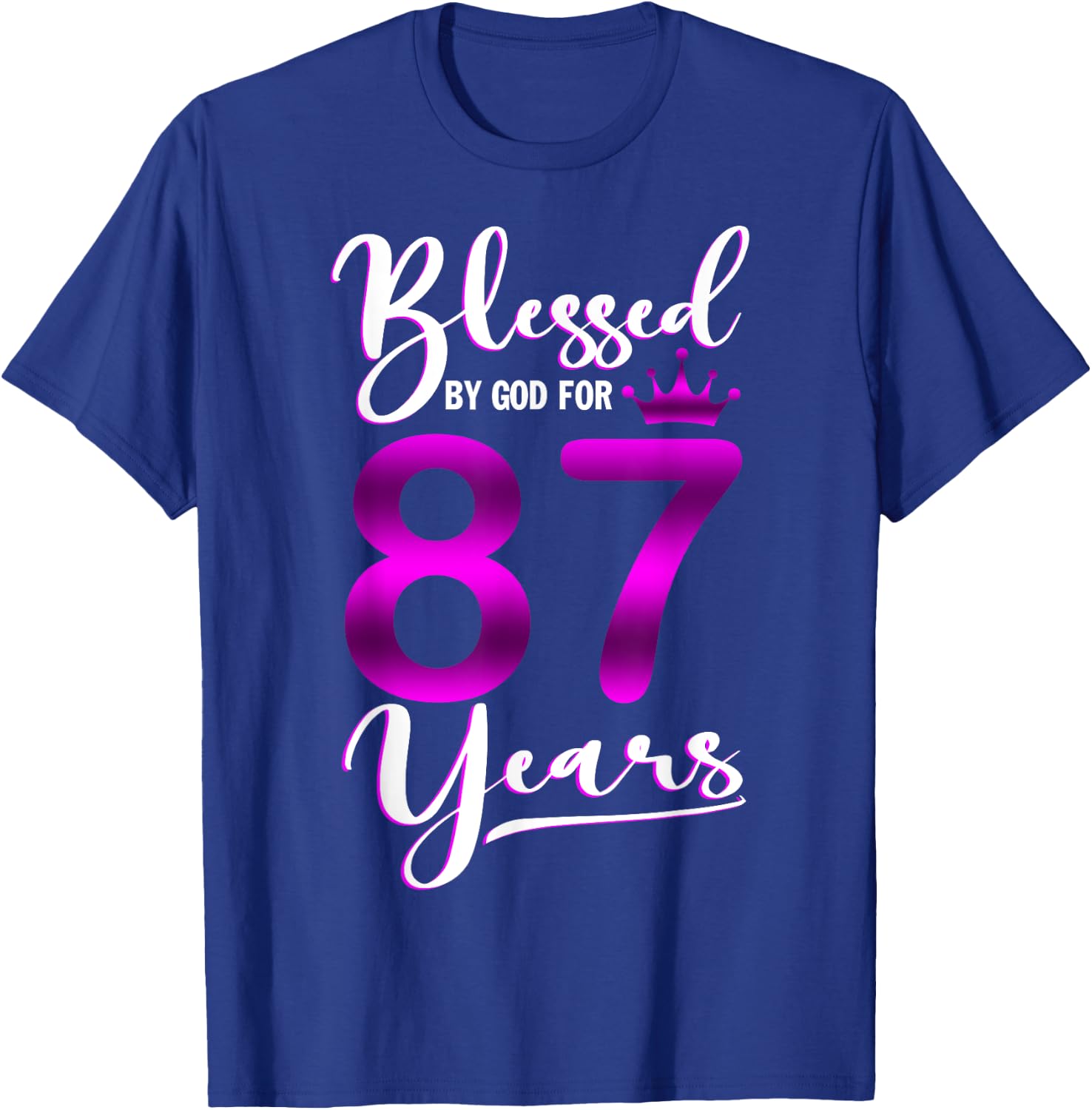 Vintage Blessed by God For 87 Years Old Happy 87th Birthday T-Shirt - T-Shirt | Royal