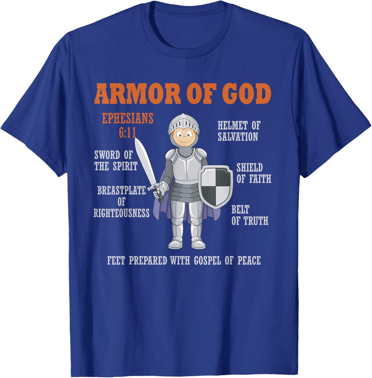 Put On The Full Armor Of God Bible Chapters For Kids T-Shirt - T-Shirt | Royal