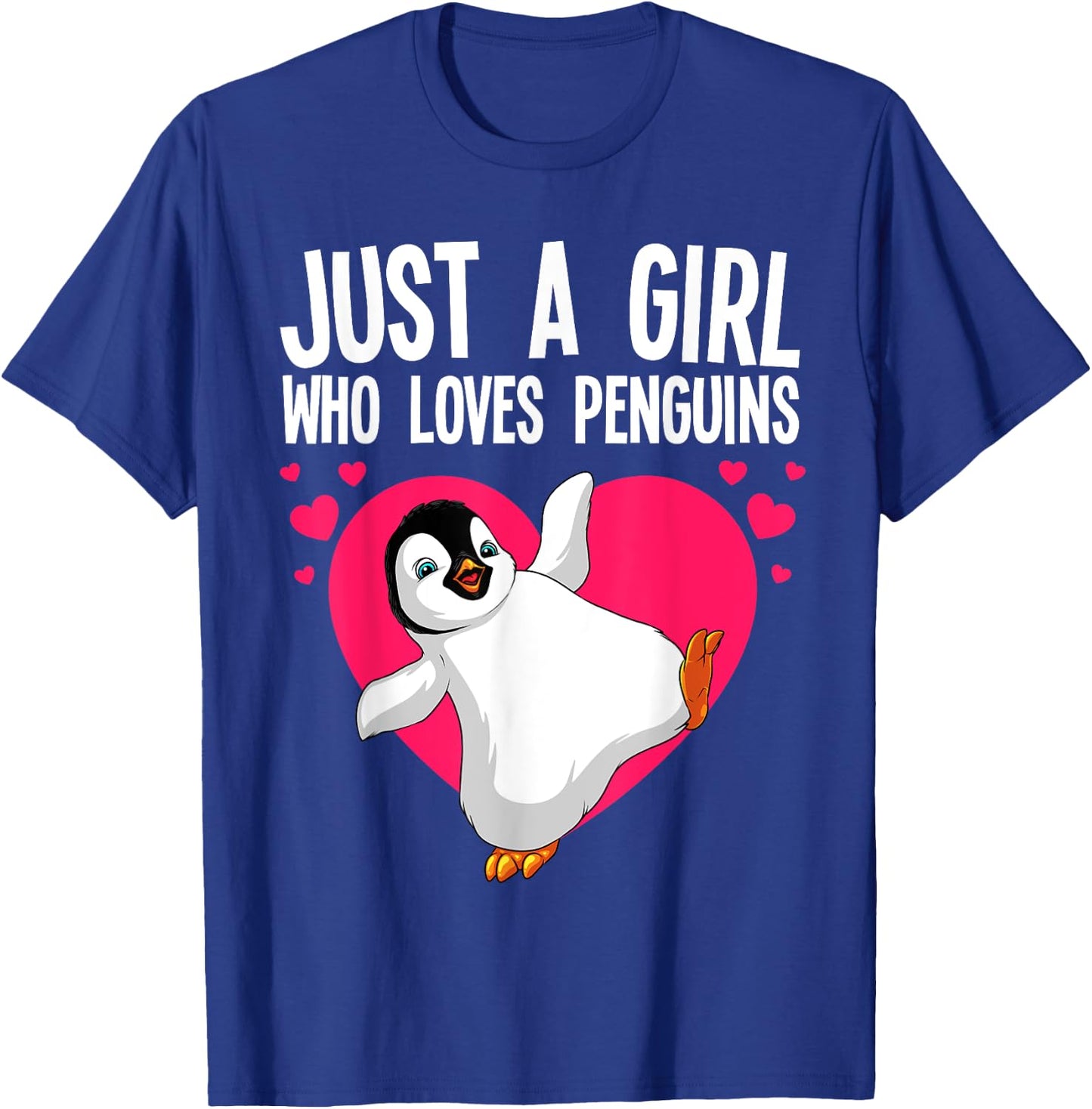 Funny Penguin Design Girls Kids Aquatic Bird Lover T-Shirt - T-Shirt | Royal
