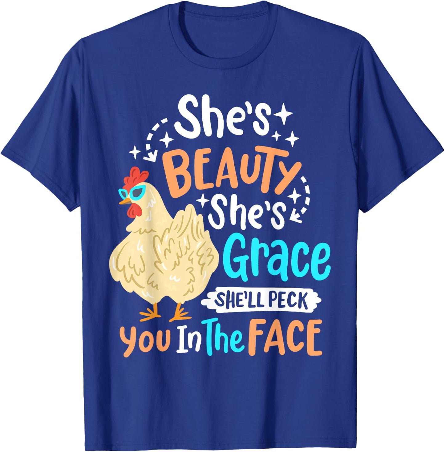 She's Beauty She's Grace - Farmer & Chicken Lover T-Shirt - T-Shirt | Royal