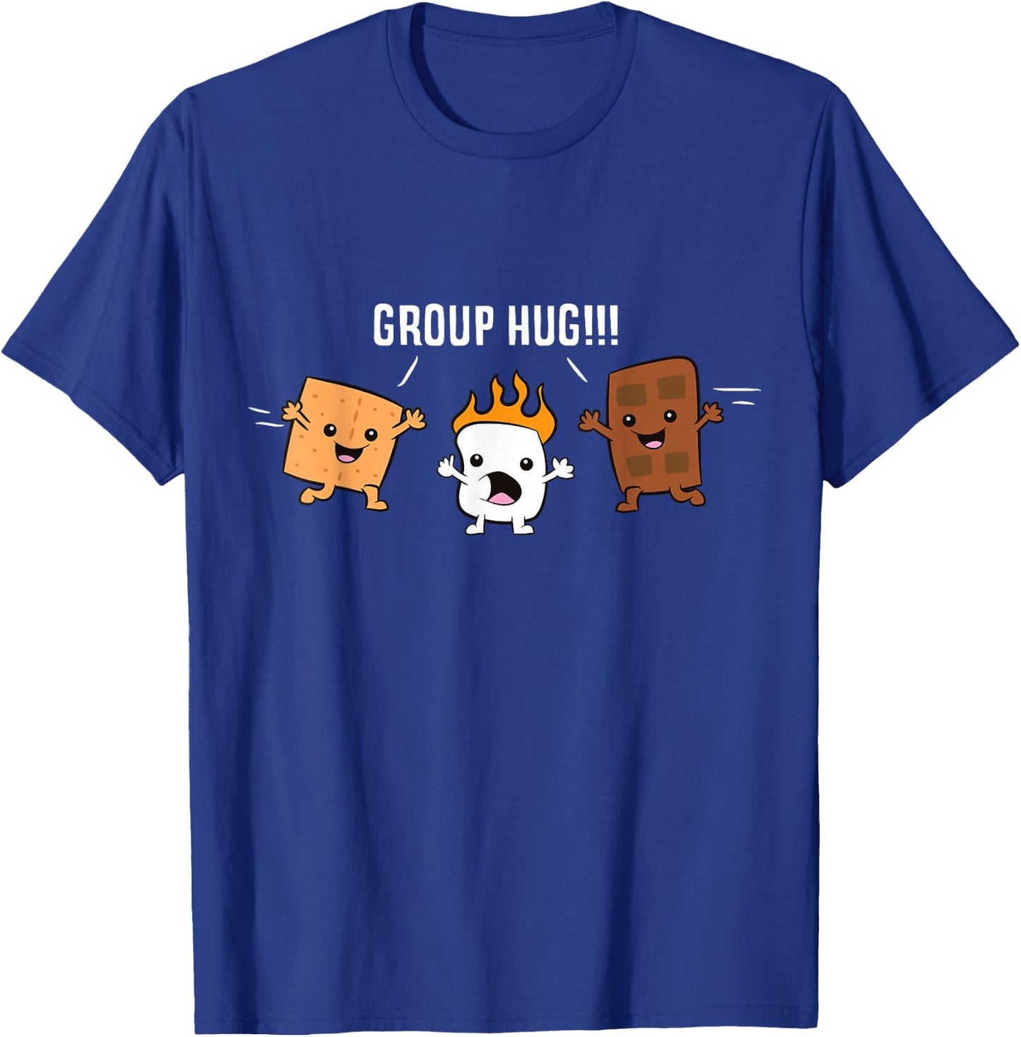 Group Hug Camping Campfire Chocolate Marshmallow S'Mores T-Shirt - T-Shirt | Royal