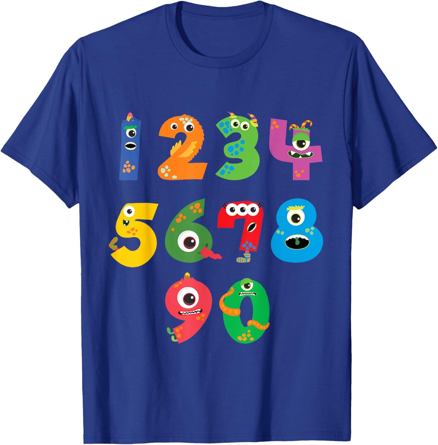 Monster Numbers Learning Cute Numbers 0-9 Back to School T-Shirt - T-Shirt | Royal