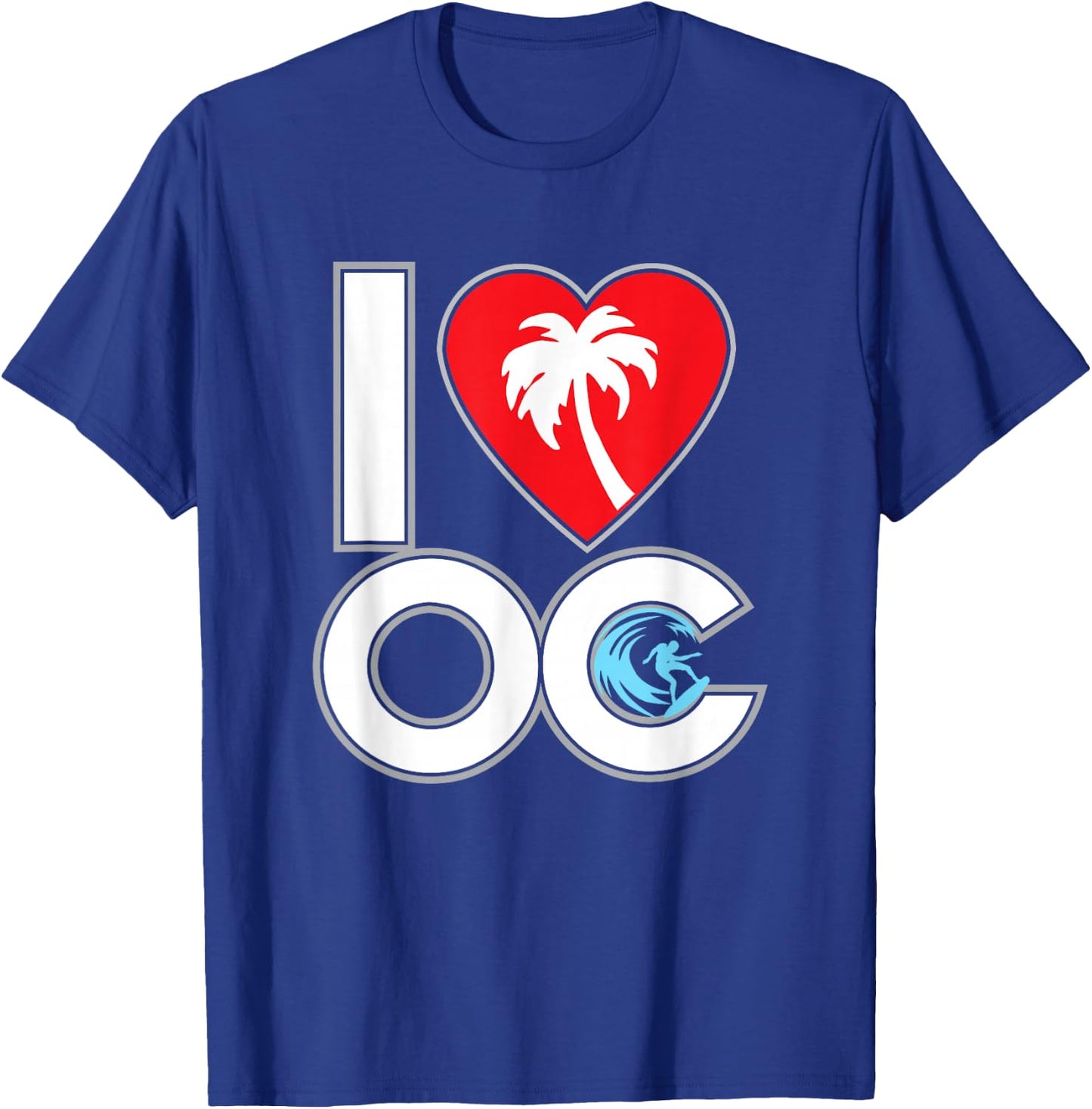 I LOVE OC - Orange County Cali CA California Heart surfing T-Shirt - T-Shirt | Royal