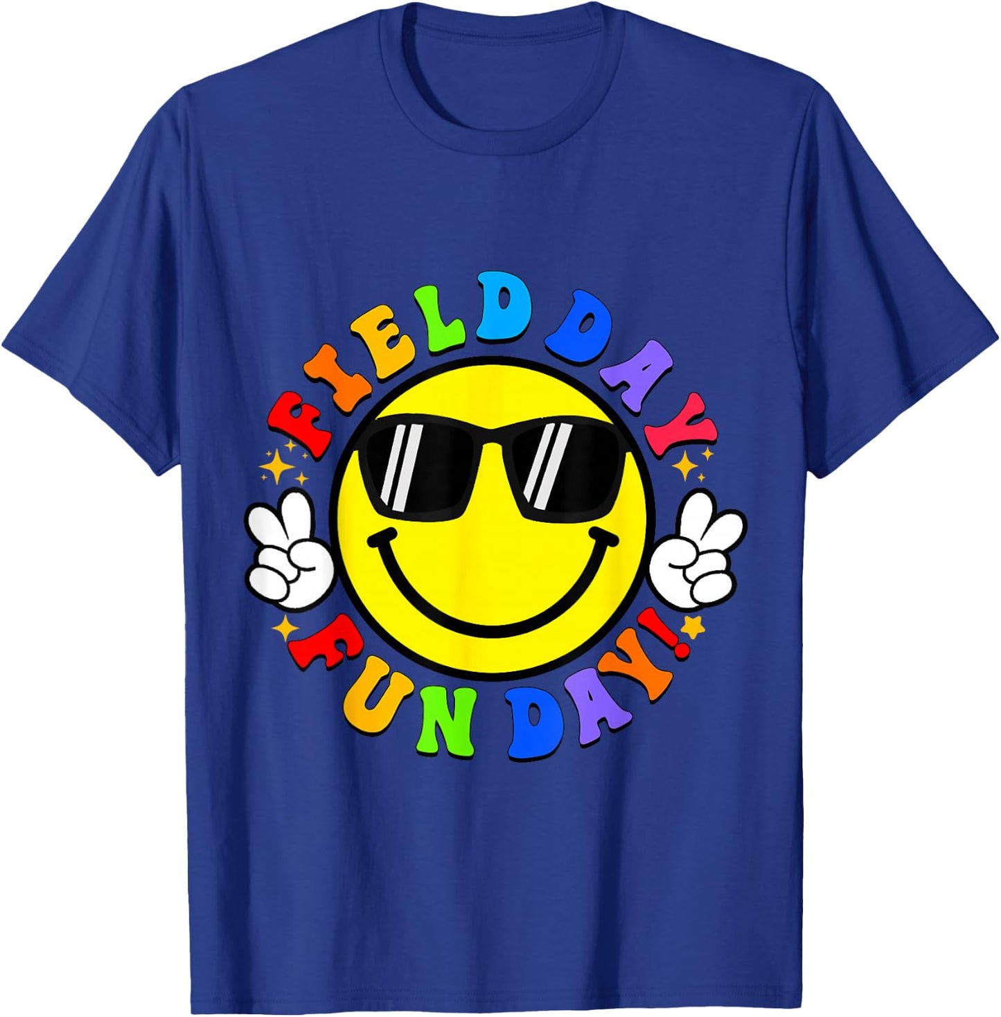 Smile Face Happy Field Day Retro Groovy Field Day 23 Hippie T-Shirt - T-Shirt | Royal