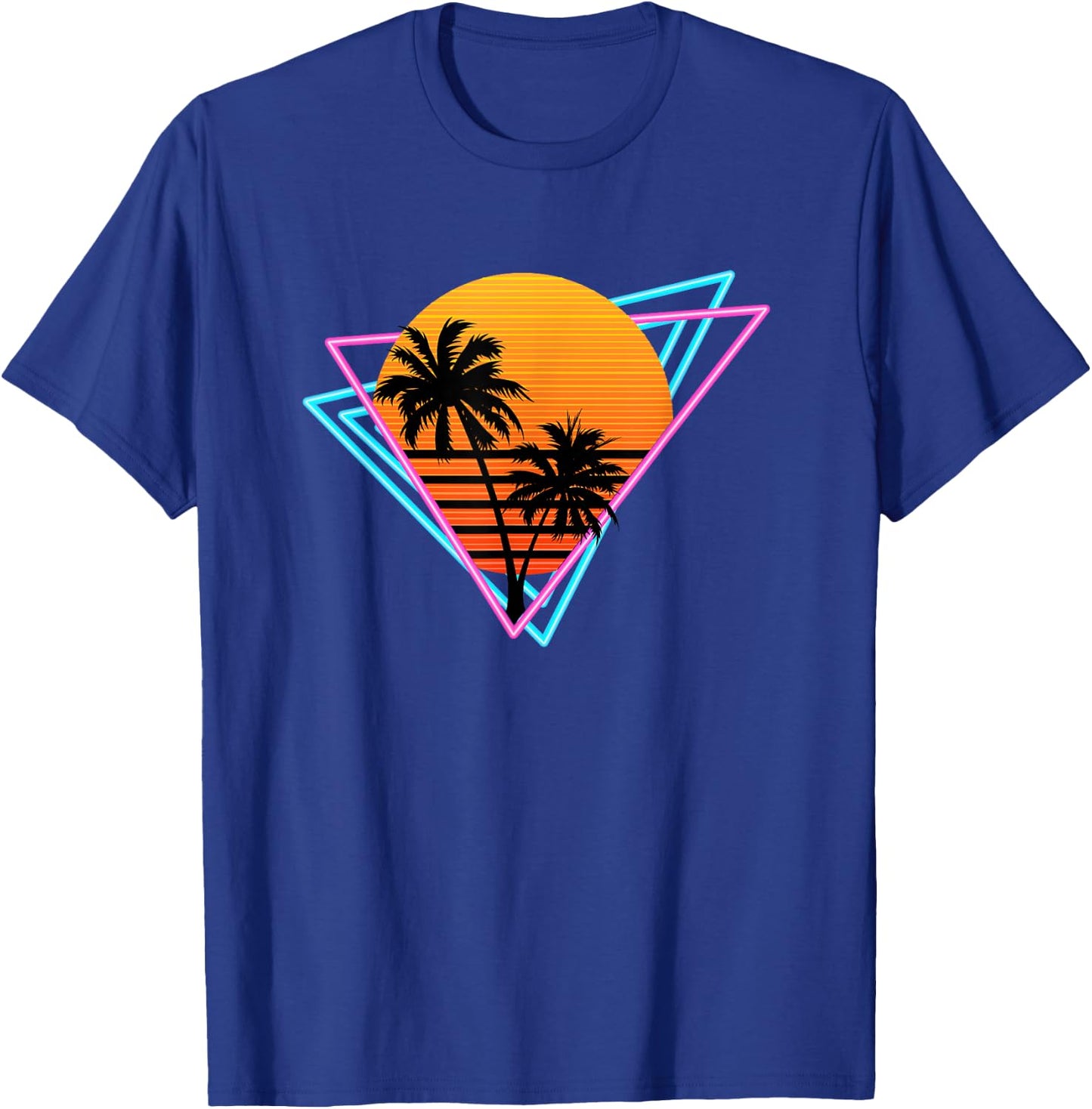80s Retro Palm Tree Sunset Nostalgic Vintage Sunset T-Shirt - T-Shirt | Royal