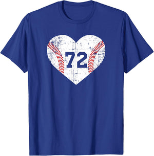 Vintage Baseball 72 Jersey Number T-Shirt - T-Shirt | Royal