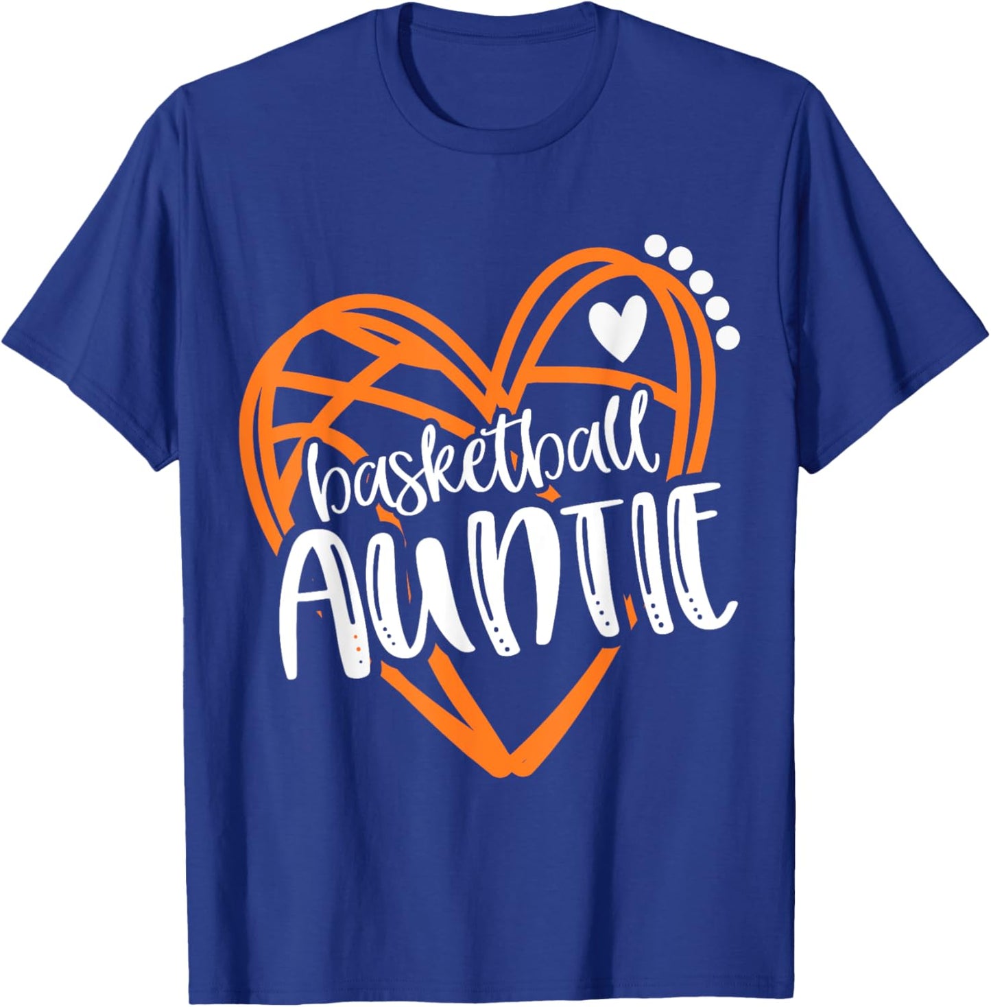 Girls Basketball AUNTIE Heart Distressed T-Shirt - T-Shirt | Royal