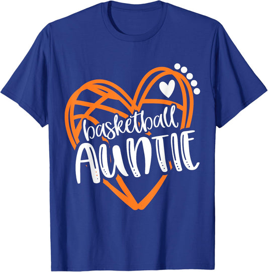Girls Basketball AUNTIE Heart Distressed T-Shirt - T-Shirt | Royal