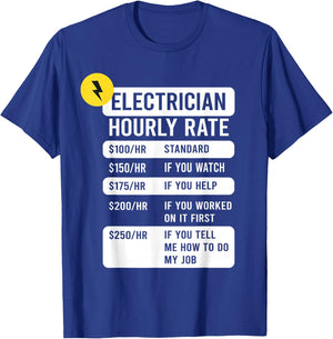 Electrician Hourly Rate T-Shirt - T-Shirt | Royal