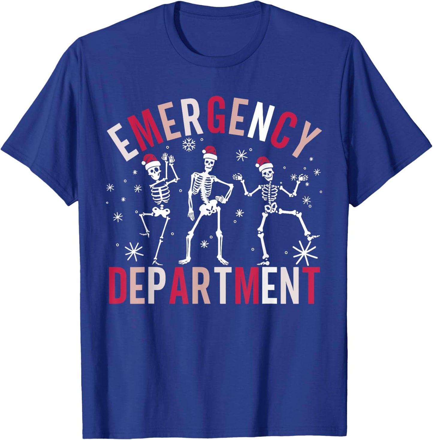Emergency Department Skeleton Santa Hat ER Nurse Christmas T-Shirt - T-Shirt | Royal