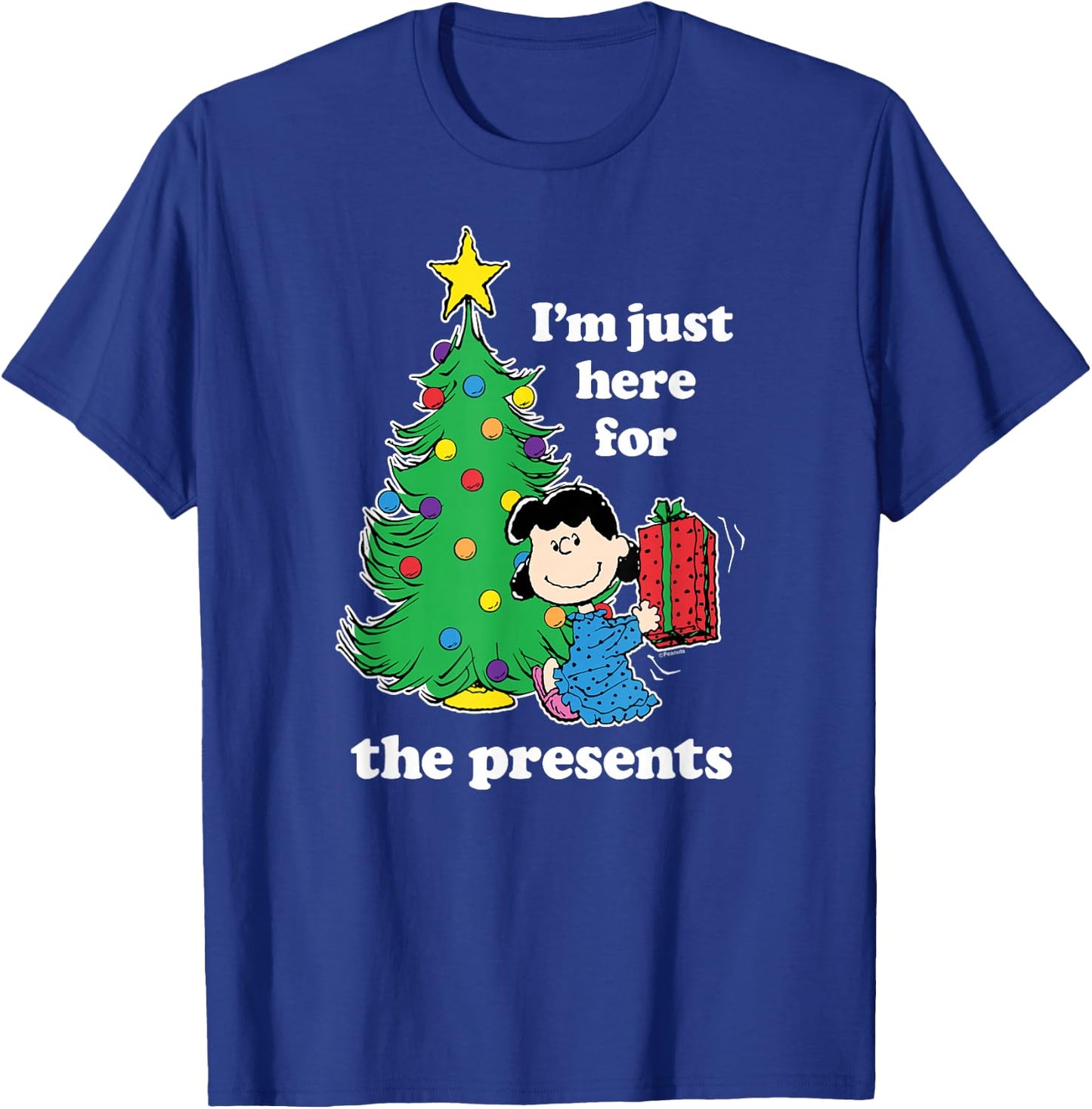Peanuts - Lucy Just Here For Presents T-Shirt - T-Shirt | Royal