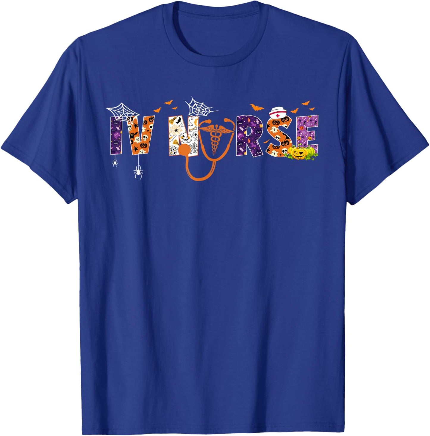 IV Nurse Halloween Spooky Season Nursing Stethoscope Scary T-Shirt - T-Shirt | Royal