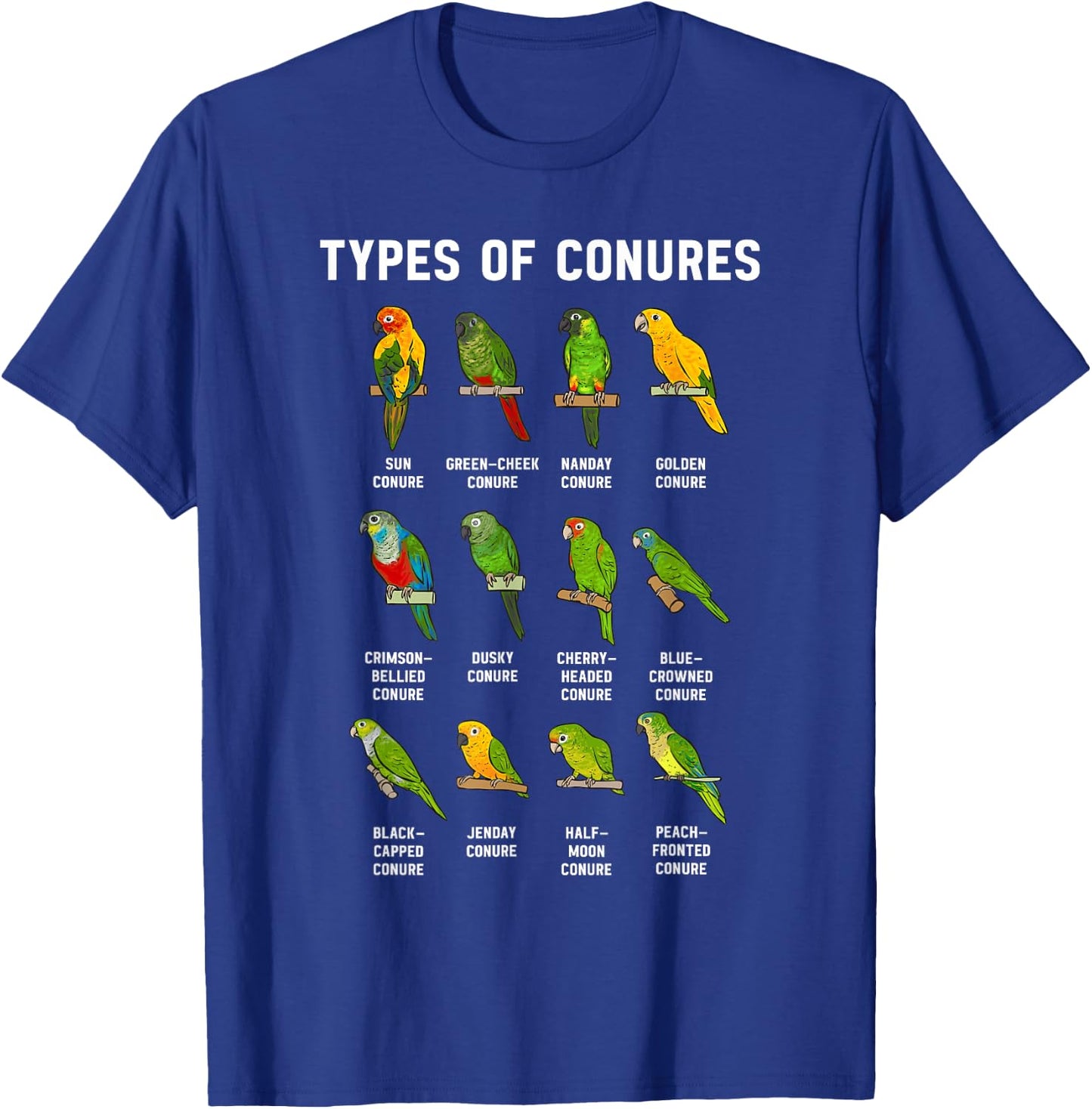 Sun Conure Types Of Conures Parrot Bird Green Cheek Conure T-Shirt - T-Shirt | Royal