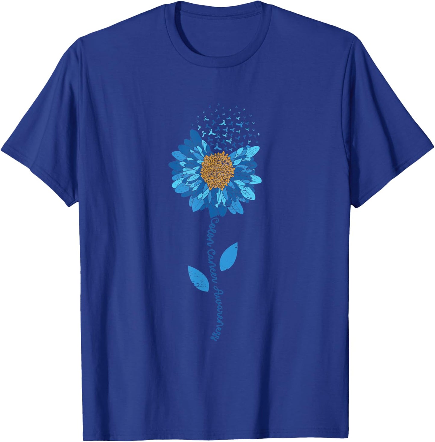 Colon Cancer Awareness Flower Colorectal Cancer Awareness T-Shirt - T-Shirt | Royal