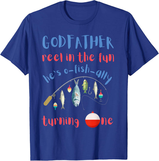 Godfather Fishing First Birthday O-fish-ally One 1st Bday T-Shirt - T-Shirt | Royal