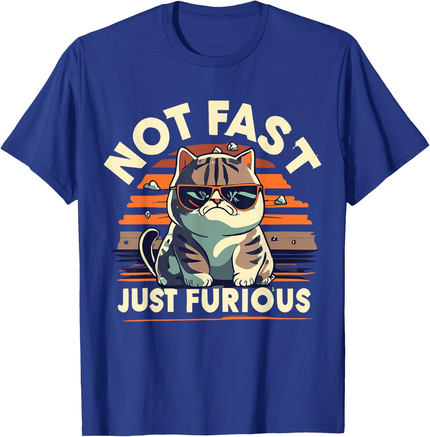 Cute Funny Cat Not Fast Just Furious Angry Cat With Glasses T-Shirt - T-Shirt | Royal