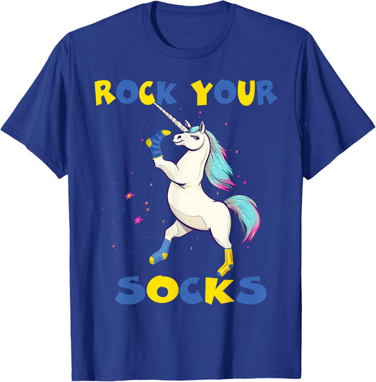 WORLD DOWN SYNDROME DAY Rock Your Socks Unicorn T-Shirt - T-Shirt | Royal