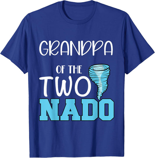 Grandpa of the Two-nado Tornado Themed 2nd Birthday Party T-Shirt - T-Shirt | Royal