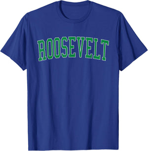 Vintage Roosevelt NY Distressed Green Varsity Style T-Shirt - T-Shirt | Royal