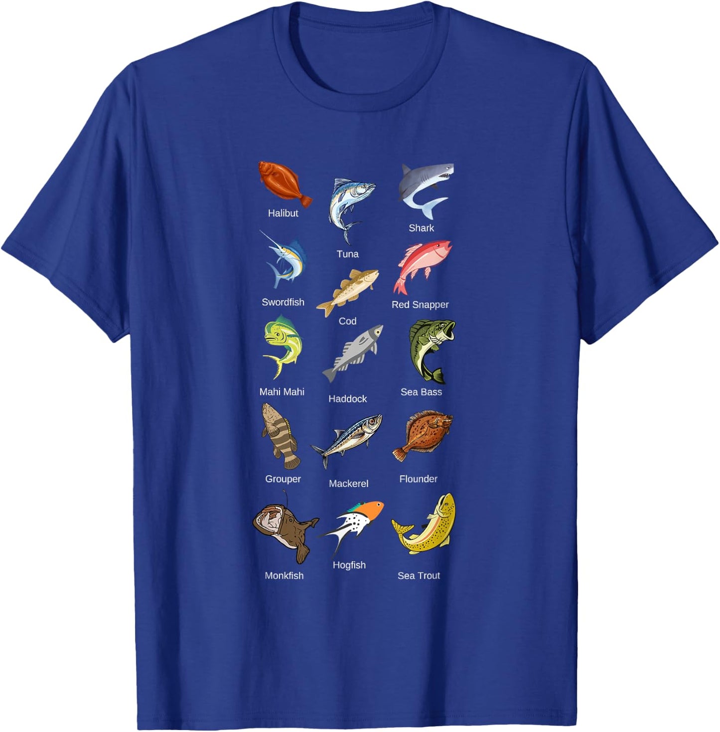 Types of Saltwater Fish Species Fishing T-Shirt - T-Shirt | Royal