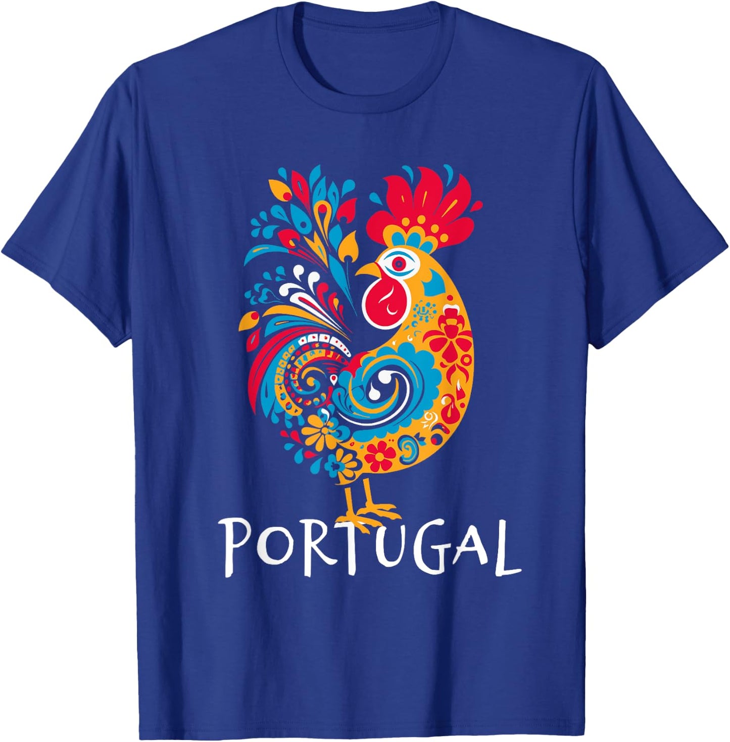 Barcelos Gallo: Portuguese Rooster Artistic Design T-Shirt - T-Shirt | Royal