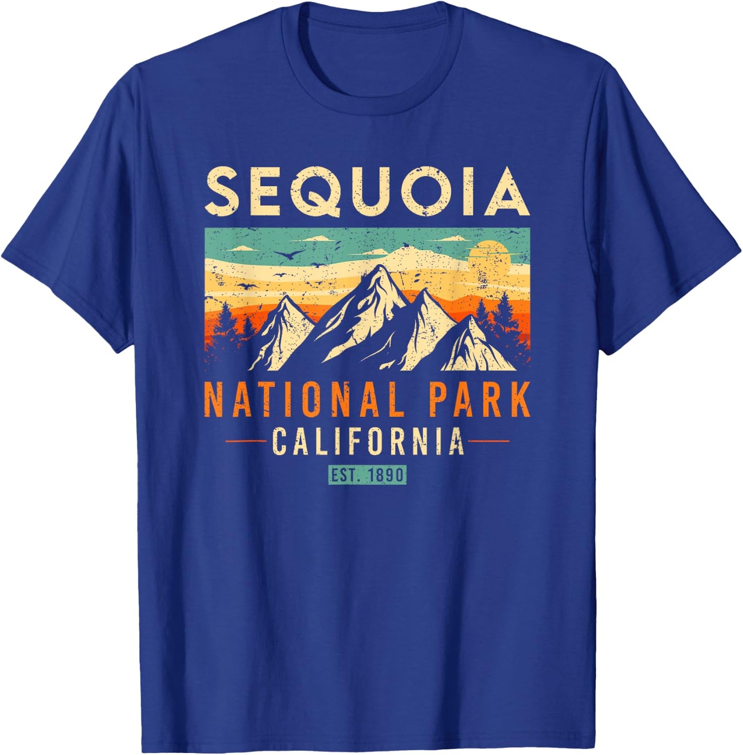 Sequoia Est. 1890 Retro California National Park T-Shirt - T-Shirt | Royal
