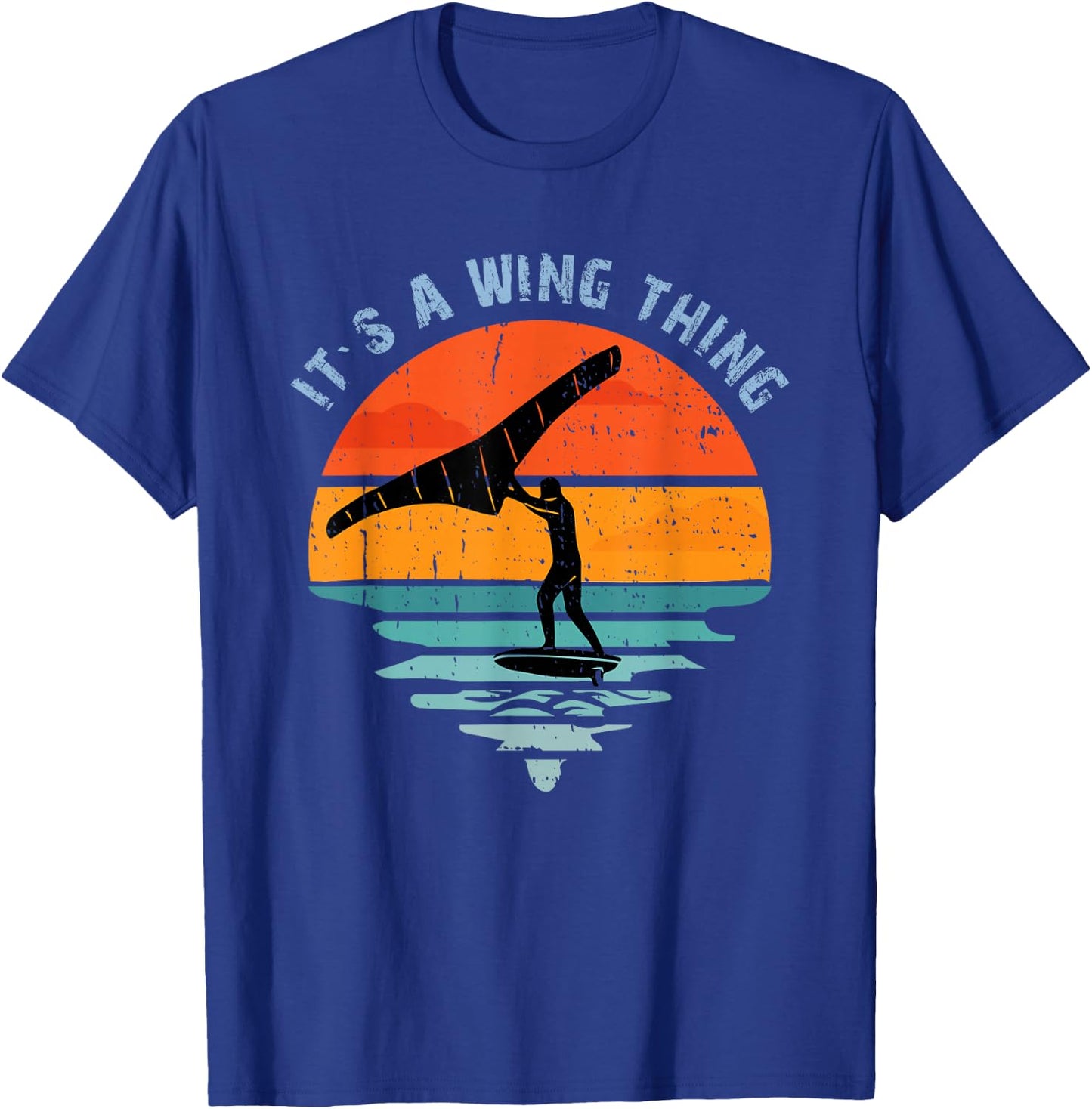 Wing Foiling Surf Surfing Foiler, Retro Vintage Surfer T-Shirt - T-Shirt | Royal