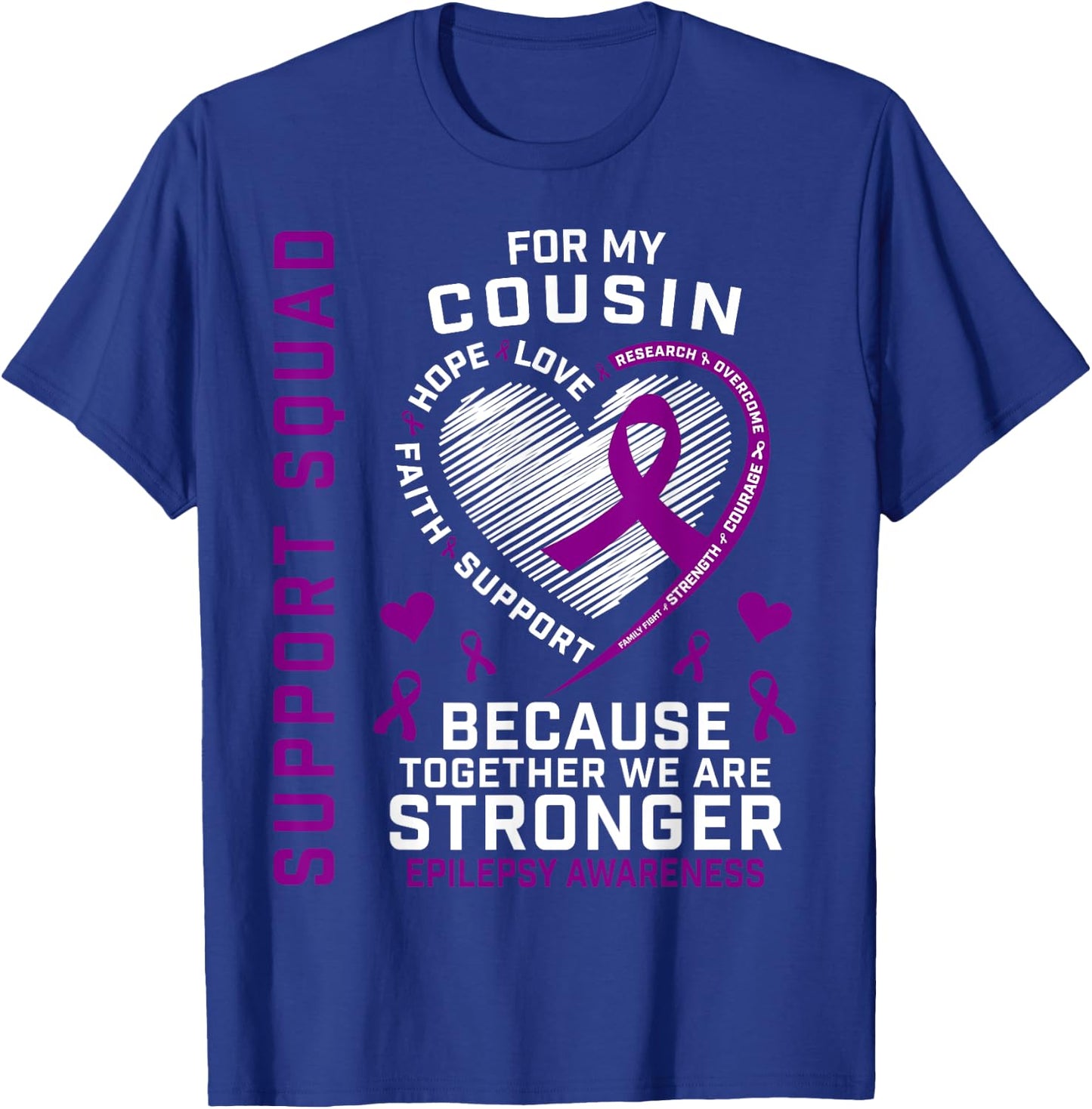 Purple Ribbon Cousin Epilepsy Awareness Month Graphic Family T-Shirt - T-Shirt | Royal