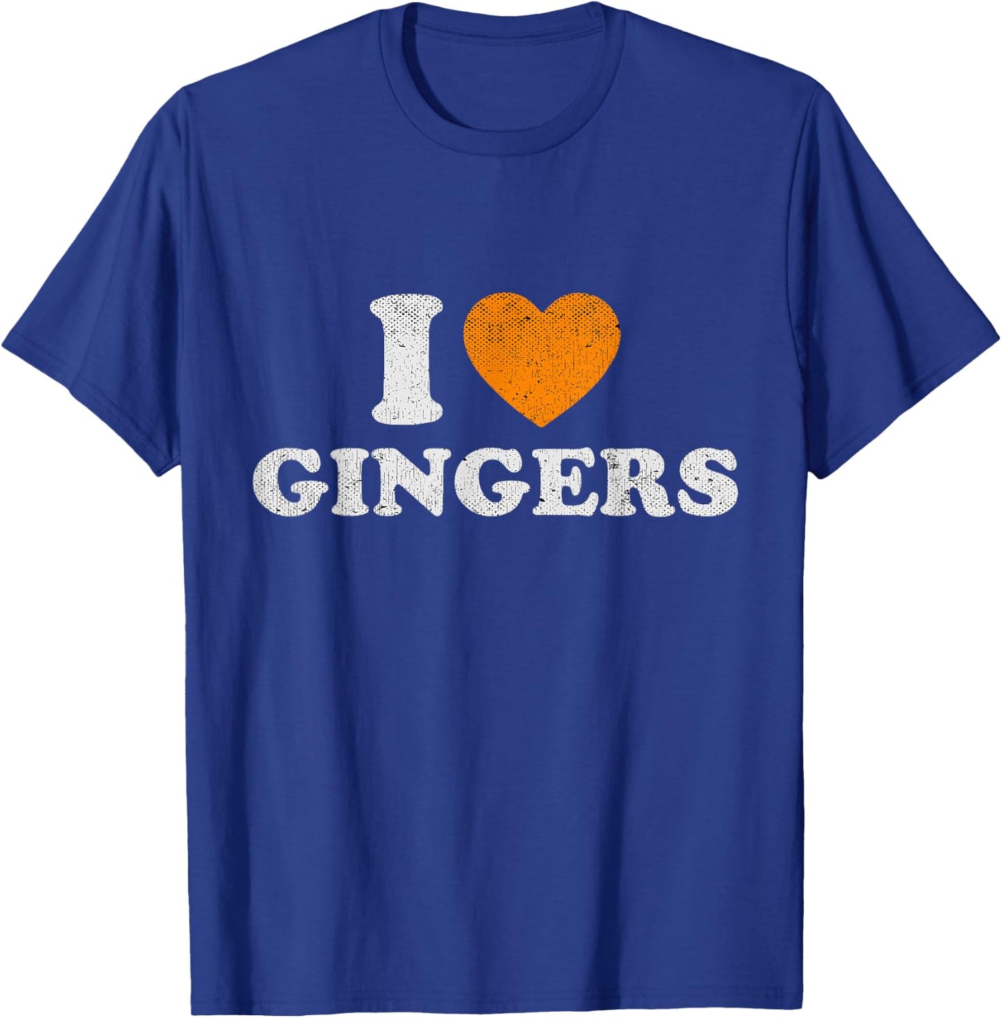 Funny I Heart Gingers Gifts For Red Hair Lovers Redhead Distressed Orange Heart Outfit I Love Gingers T-Shirt - T-Shirt | Royal