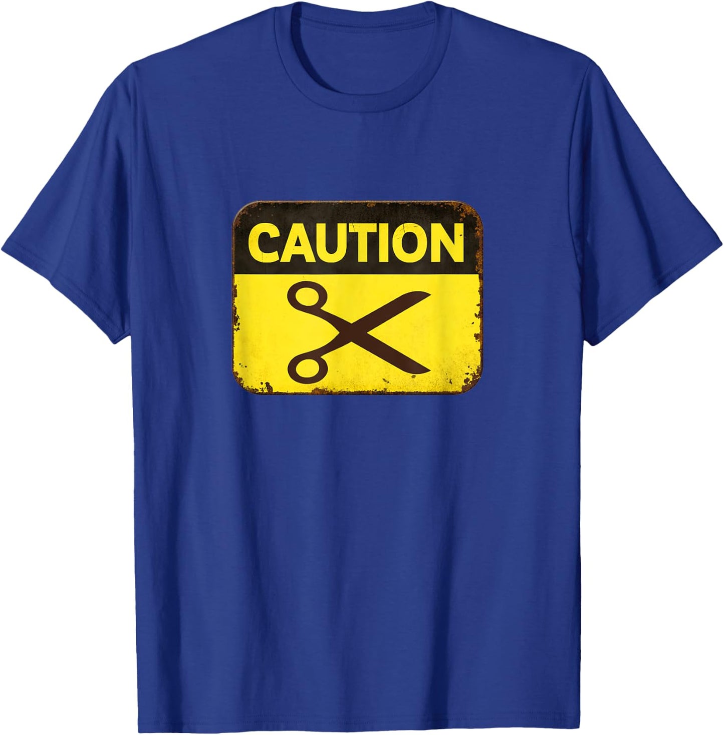 Caution Sign Scissors Hairdresser Barber Pair of Scissors T-Shirt - T-Shirt | Royal
