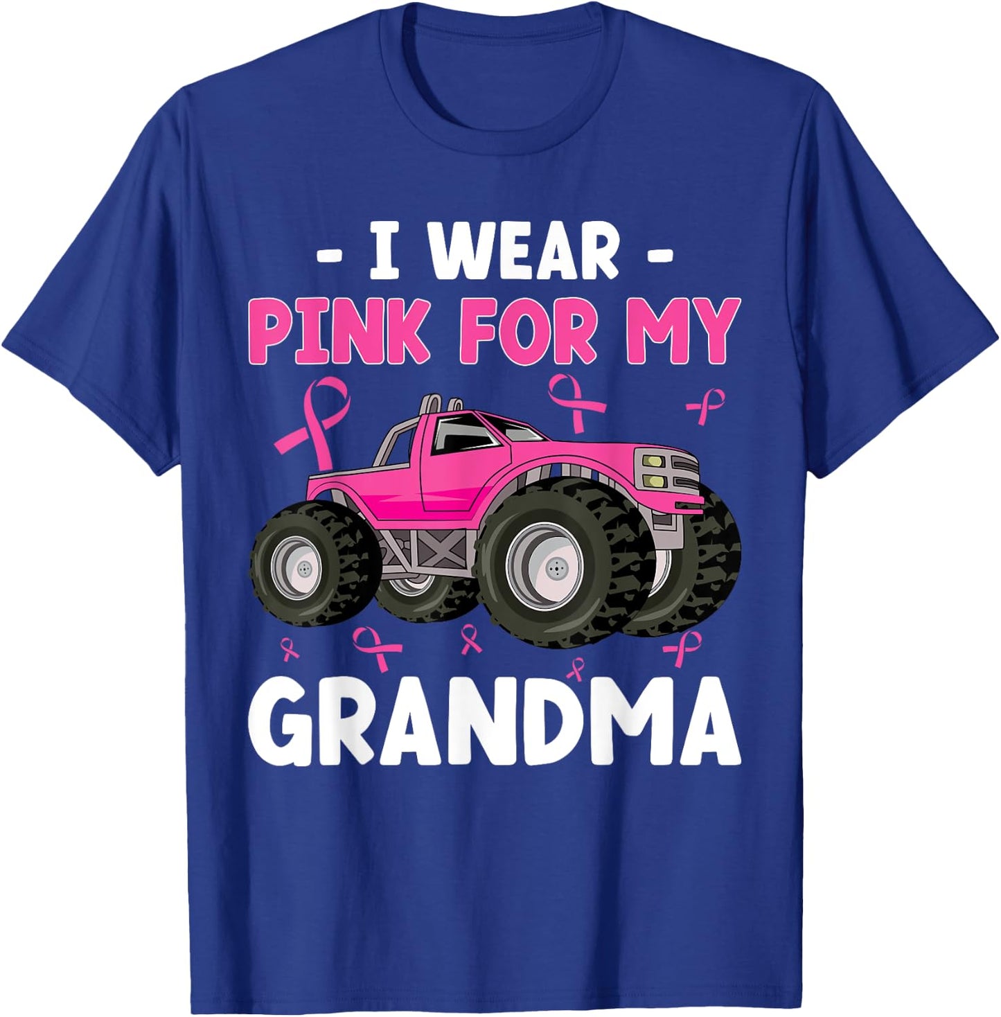 Monster Truck I Wear Pink Breast Cancer Awareness T-Shirt - T-Shirt | Royal