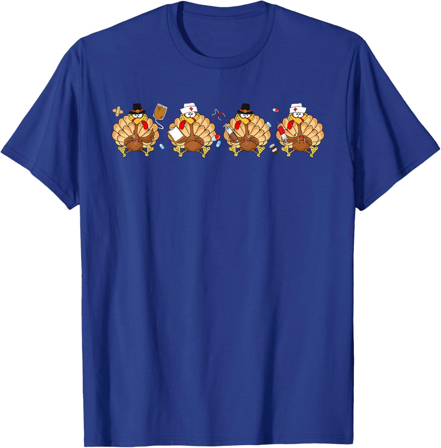 Turkey Nurse Thanksgiving Crew Funny Costume Scrub Top Women T-Shirt - T-Shirt | Royal