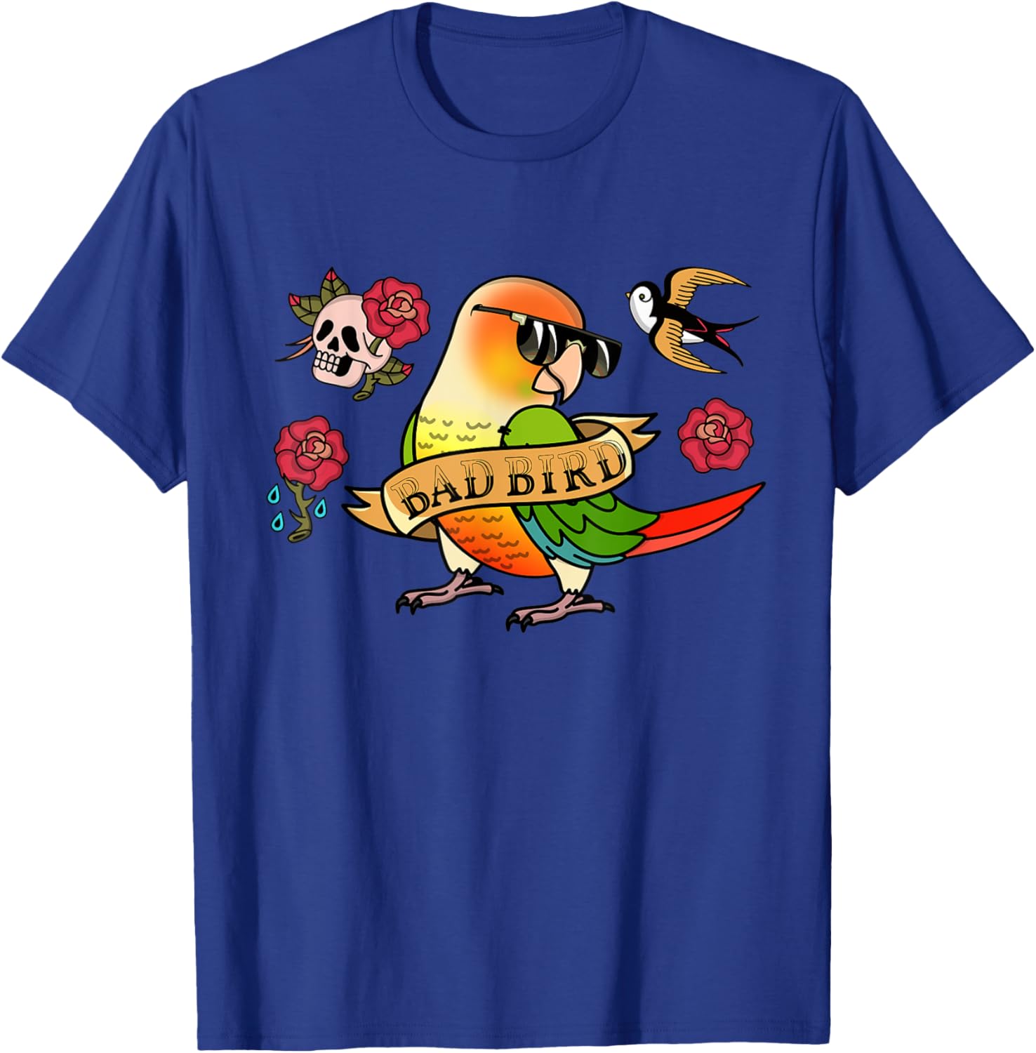 Bad Bird Parrot I Green Cheek Pineapple Conure T-Shirt - T-Shirt | Royal