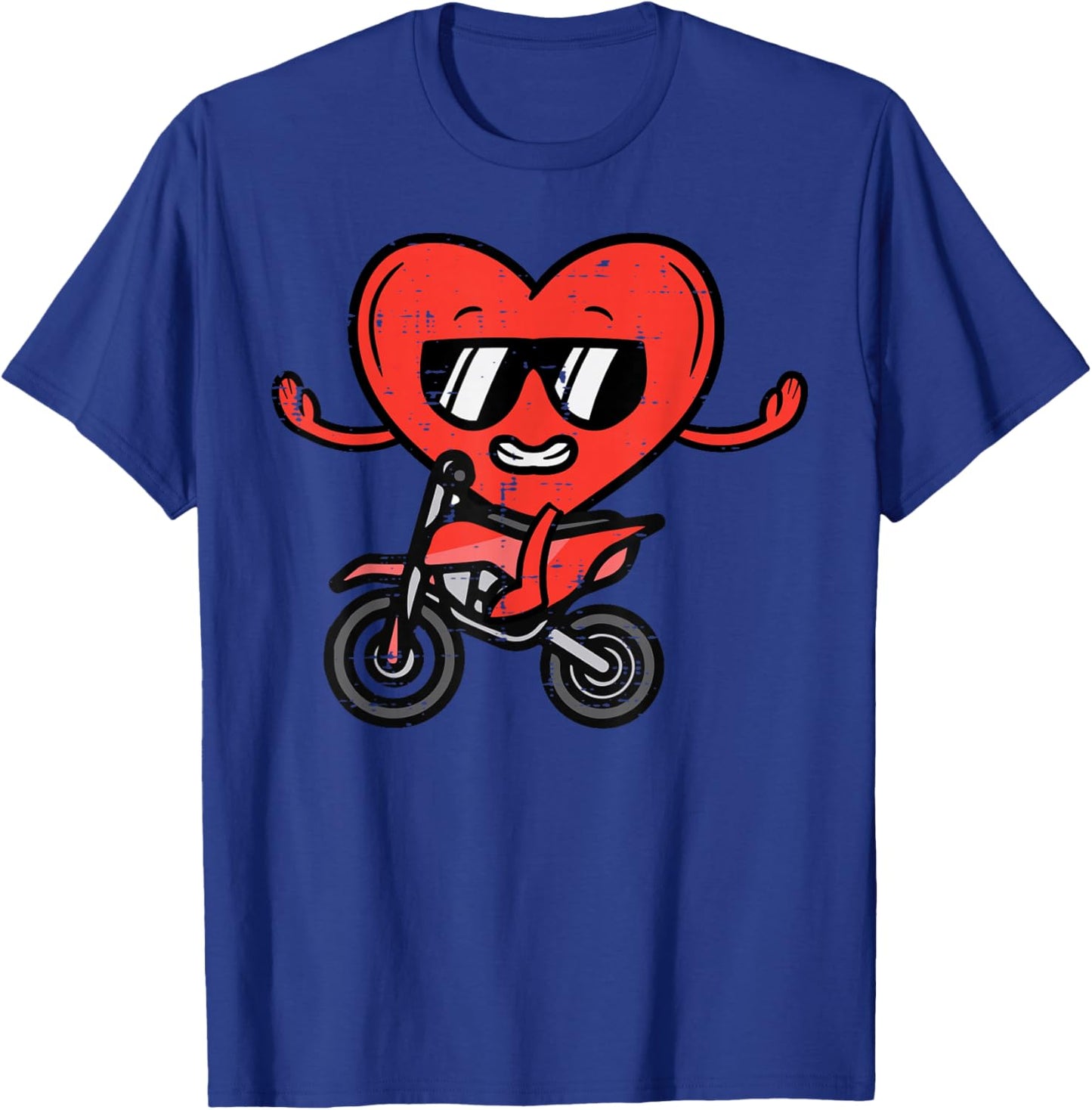 Valentines Day Dirt Bike Heart Funny Motocross Men Women Kid T-Shirt - T-Shirt | Royal