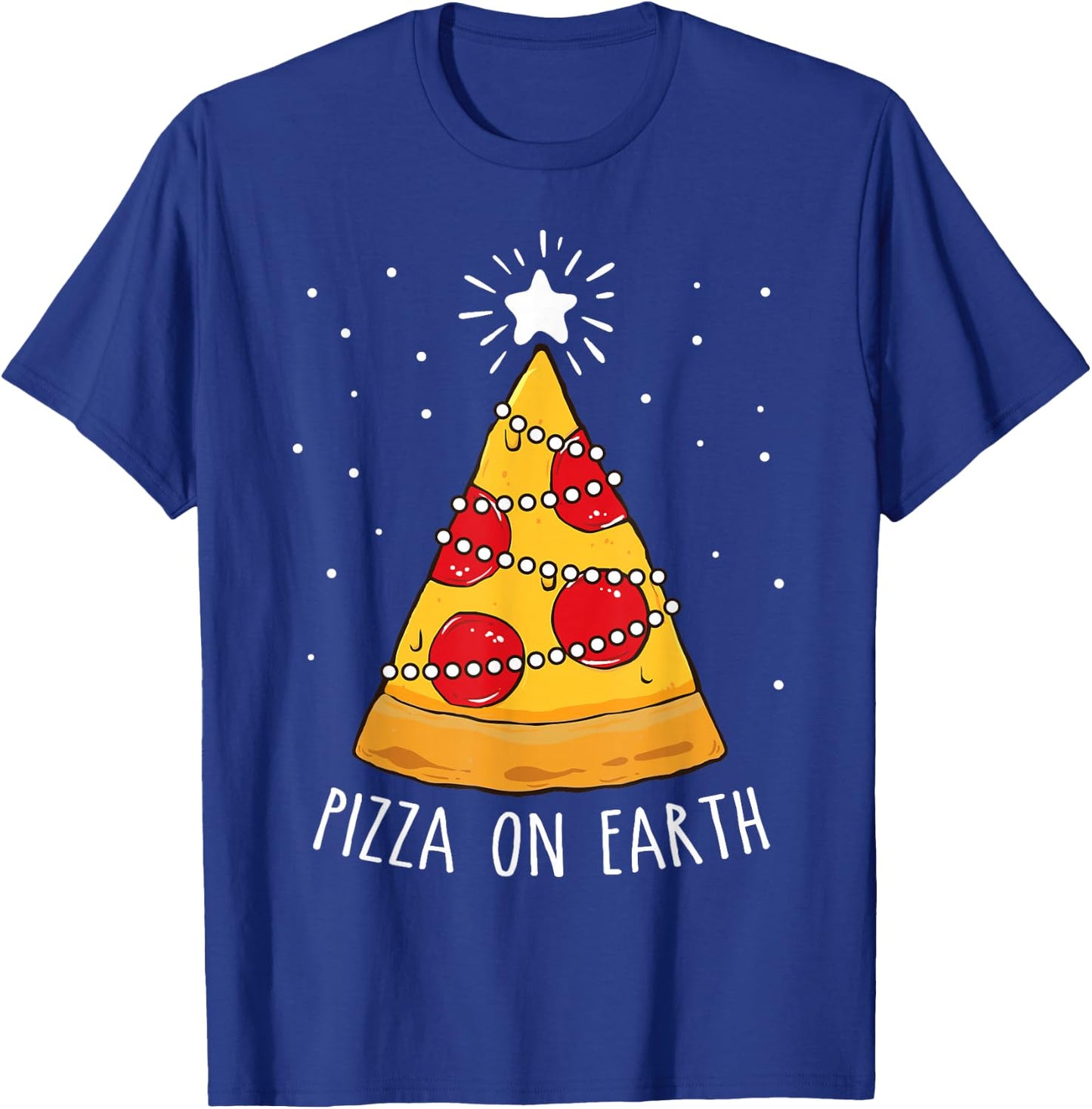 Funny Pizza on Earth Christmas Tree Merry Pizzamas Crustmas T-Shirt - T-Shirt | Royal