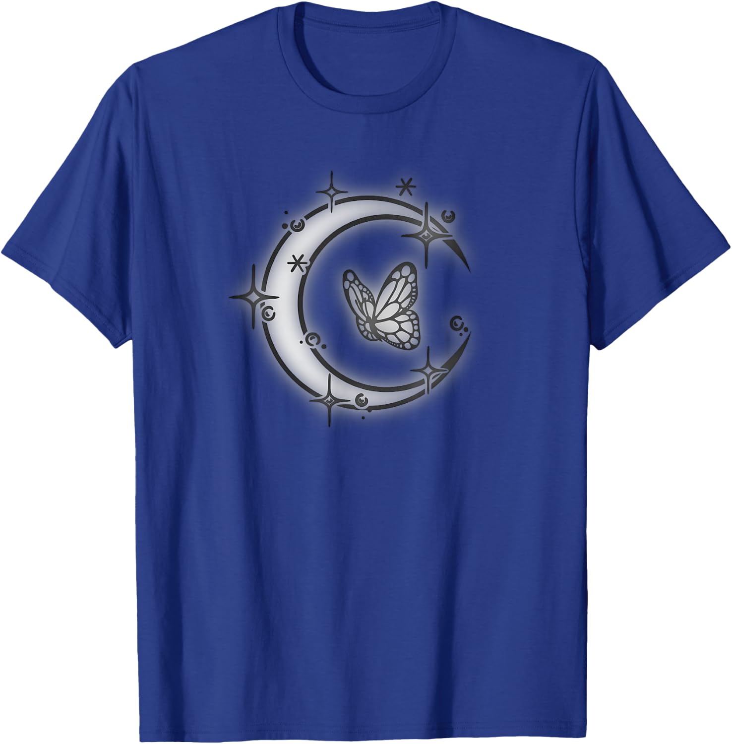 Butterfly and Moon Glow in the Starry Sky T-Shirt - T-Shirt | Royal