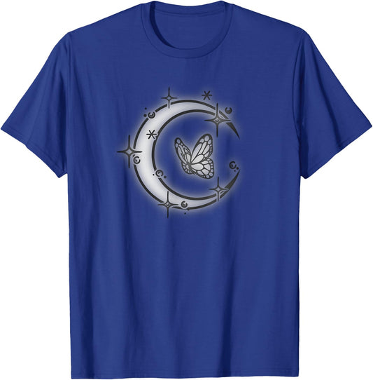 Butterfly and Moon Glow in the Starry Sky T-Shirt - T-Shirt | Royal
