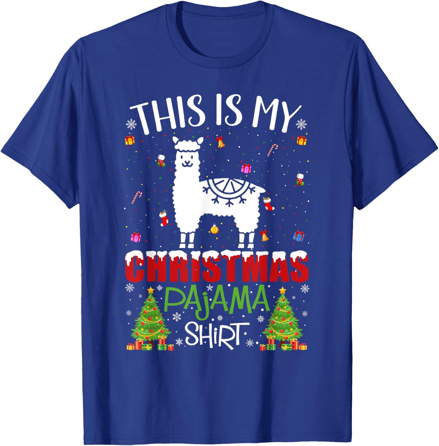 This is My Christmas Pajama Alpaca Ugly Xmas Sweater T-Shirt - T-Shirt | Royal