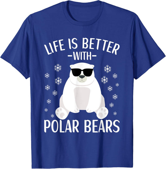 Life Is Better With Polar Bears Cool Polar Bear for Kids T-Shirt - T-Shirt | Royal