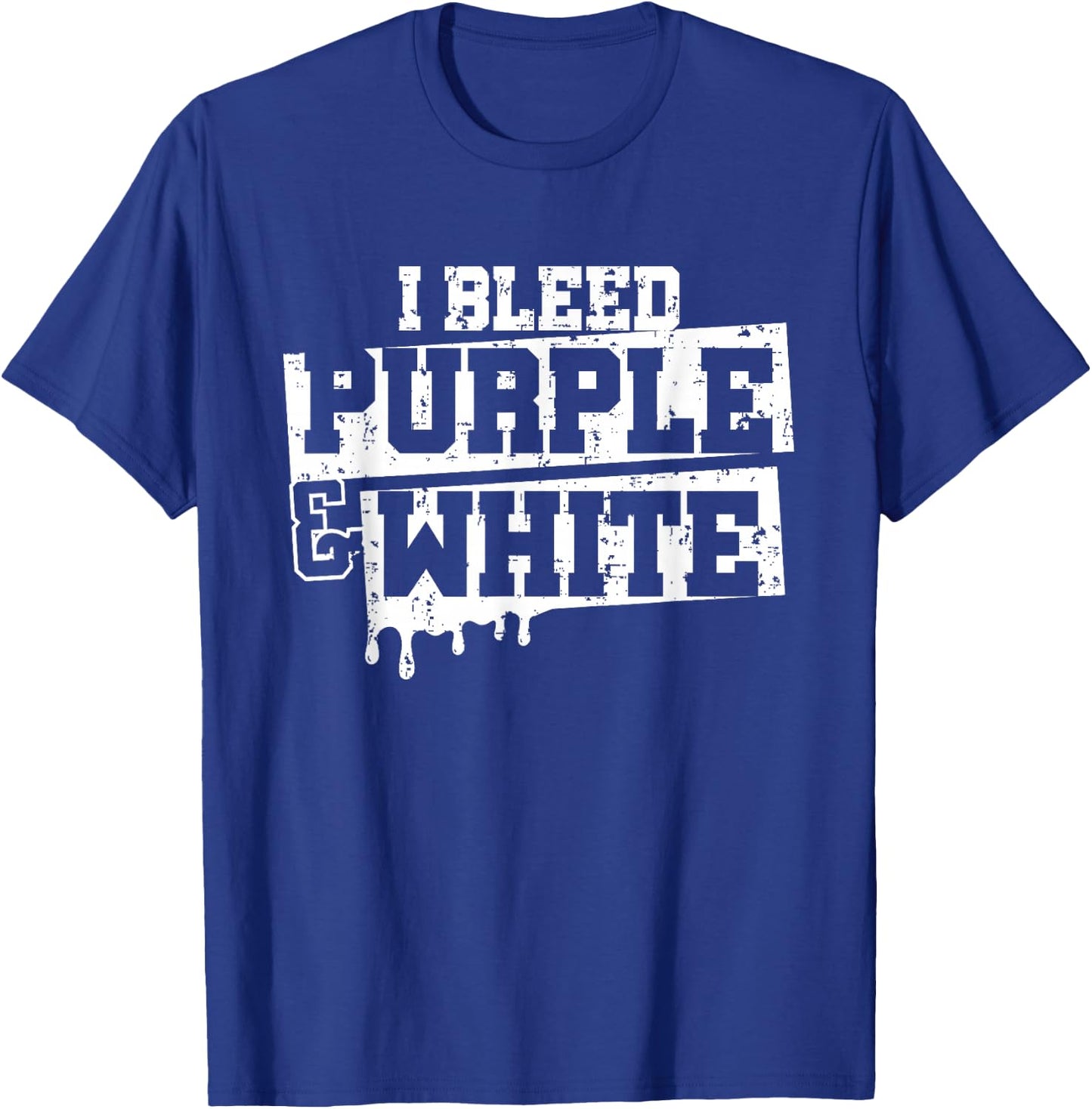 I Bleed Purple White Game Day Group School Football Sports T-Shirt - T-Shirt | Royal