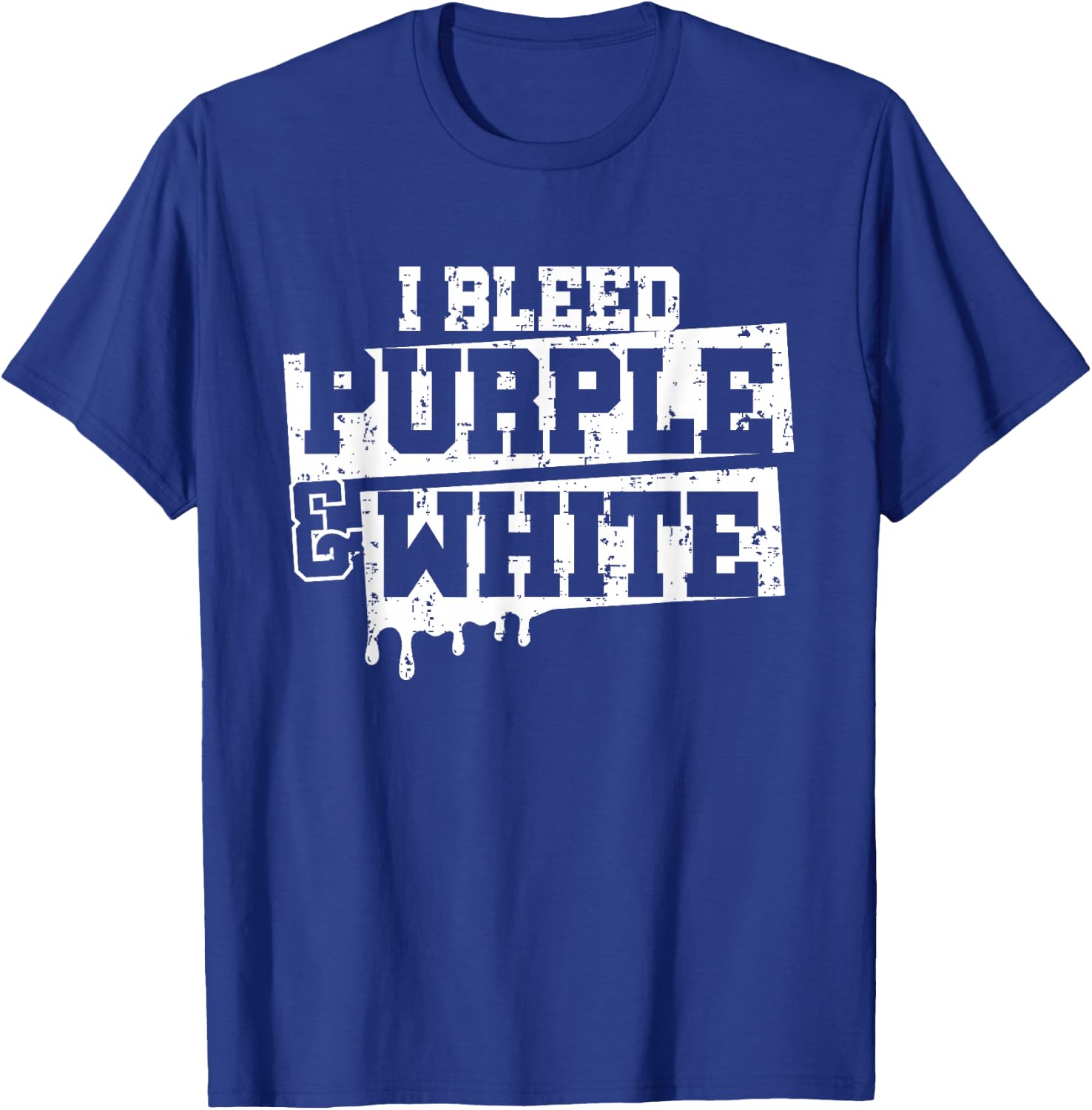 I Bleed Purple White Game Day Group School Football Sports T-Shirt - T-Shirt | Royal