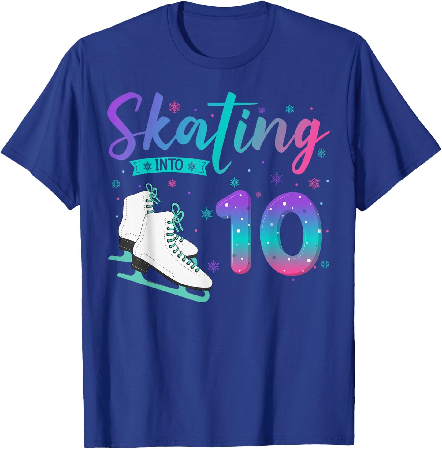 10 Year Old Girl Ice Skating Into 10th Birthday Kids T-Shirt - T-Shirt | Royal