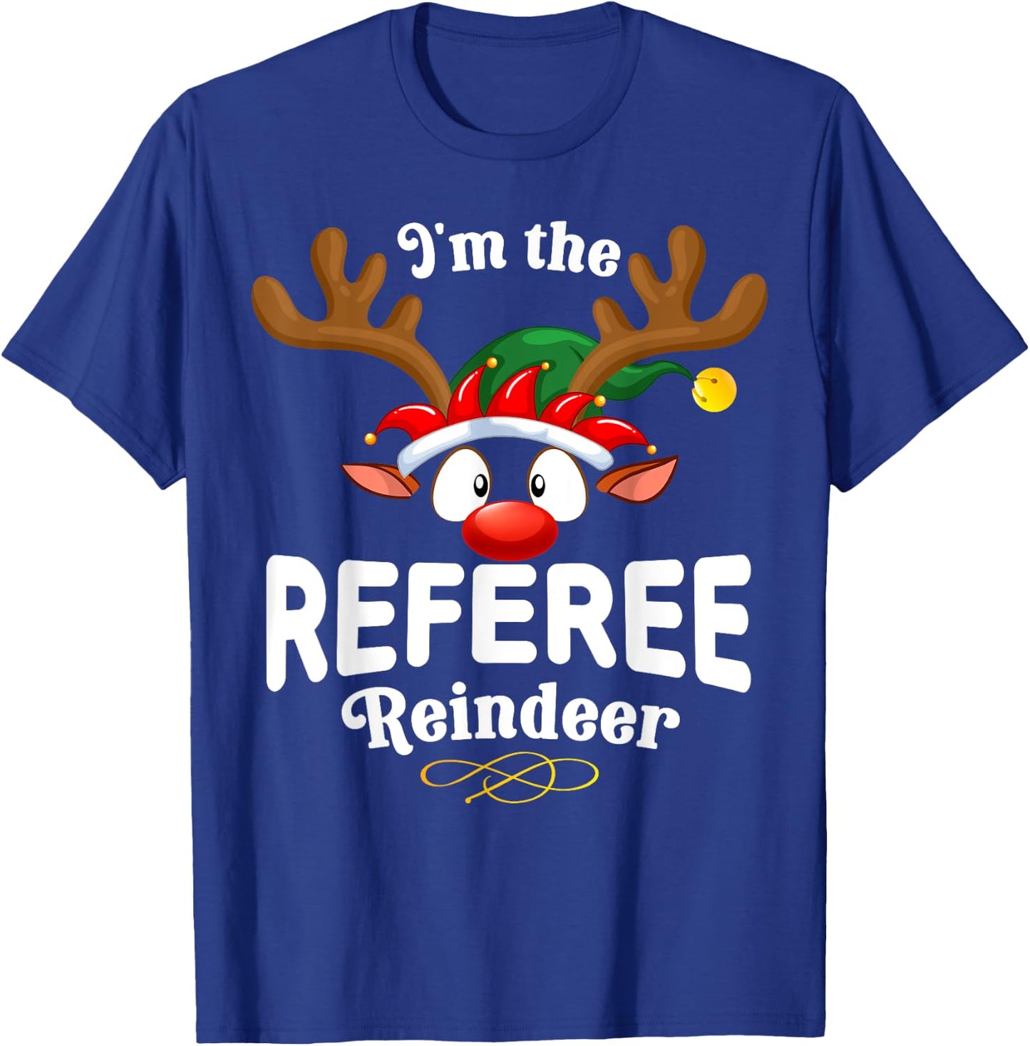 Christmas PJS Referee XMas Reindeer Matching T-Shirt - T-Shirt | Royal