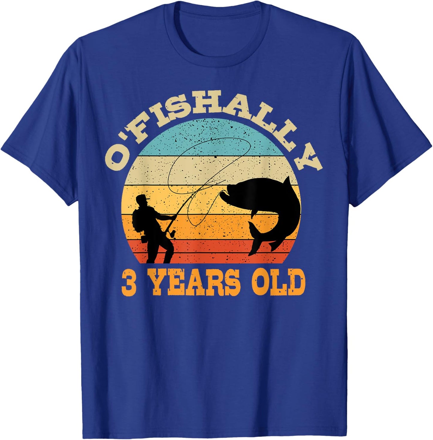 O'Fishally 3 Years Old Fishing Birthday Theme Party 3rd T-Shirt - T-Shirt | Royal